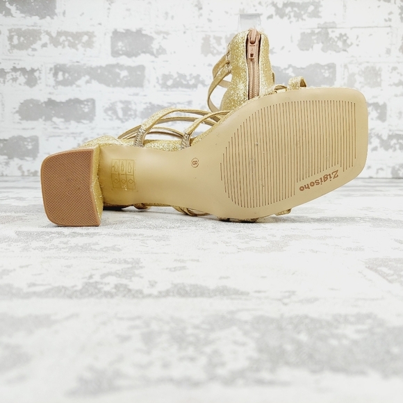 NEW Zigi Soho Emila Gold Strappy Block Heeled Summer Sandals C218 - Picture 8 of 14